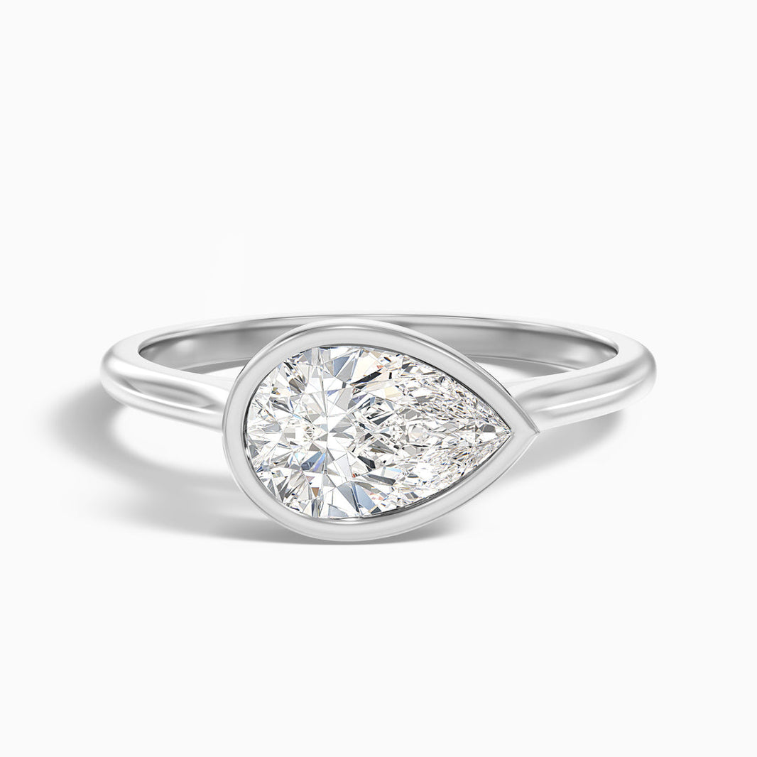 London Pear Cut East West Bezel Lab Grown Diamond Engagement Ring