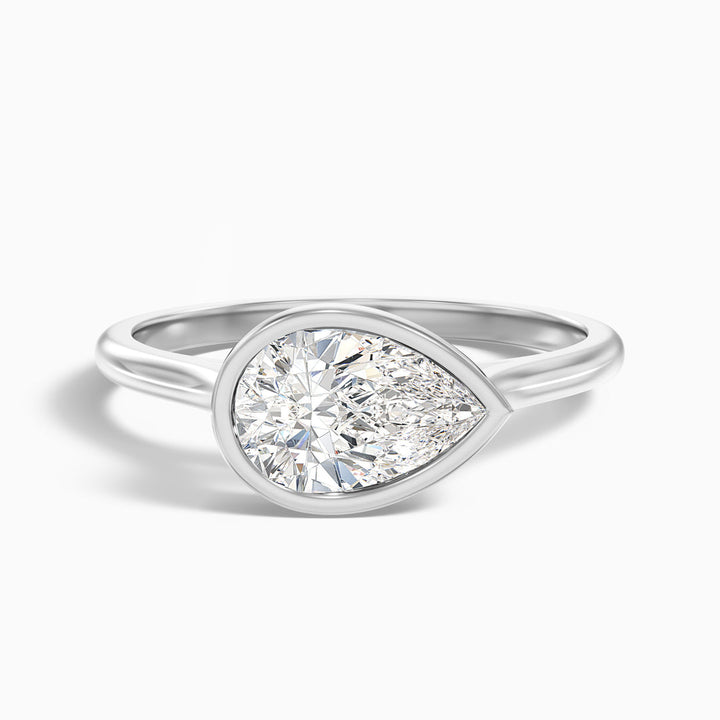 London Pear Cut East West Bezel Lab Grown Diamond Engagement Ring
