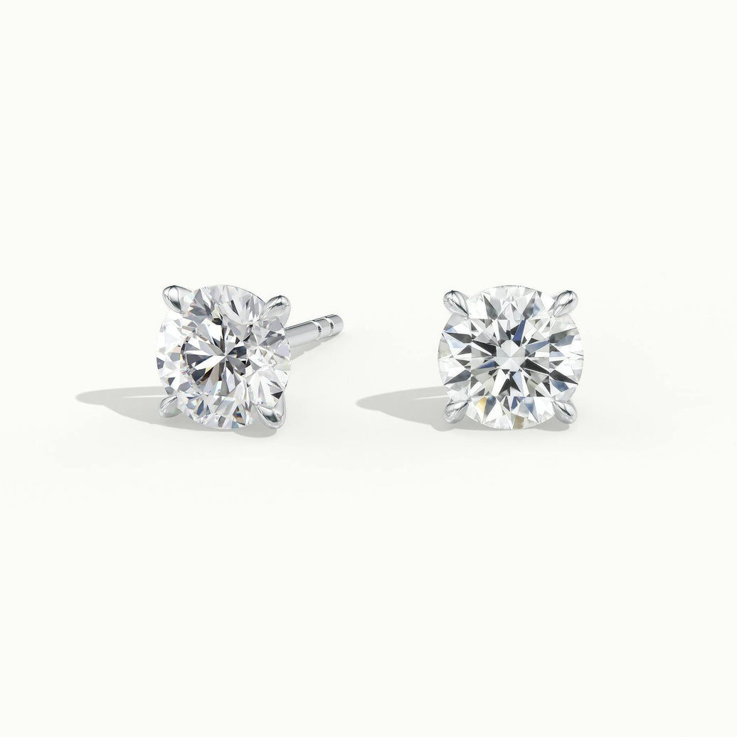 Calyra 4 Claw Round Diamond Stud Earrings