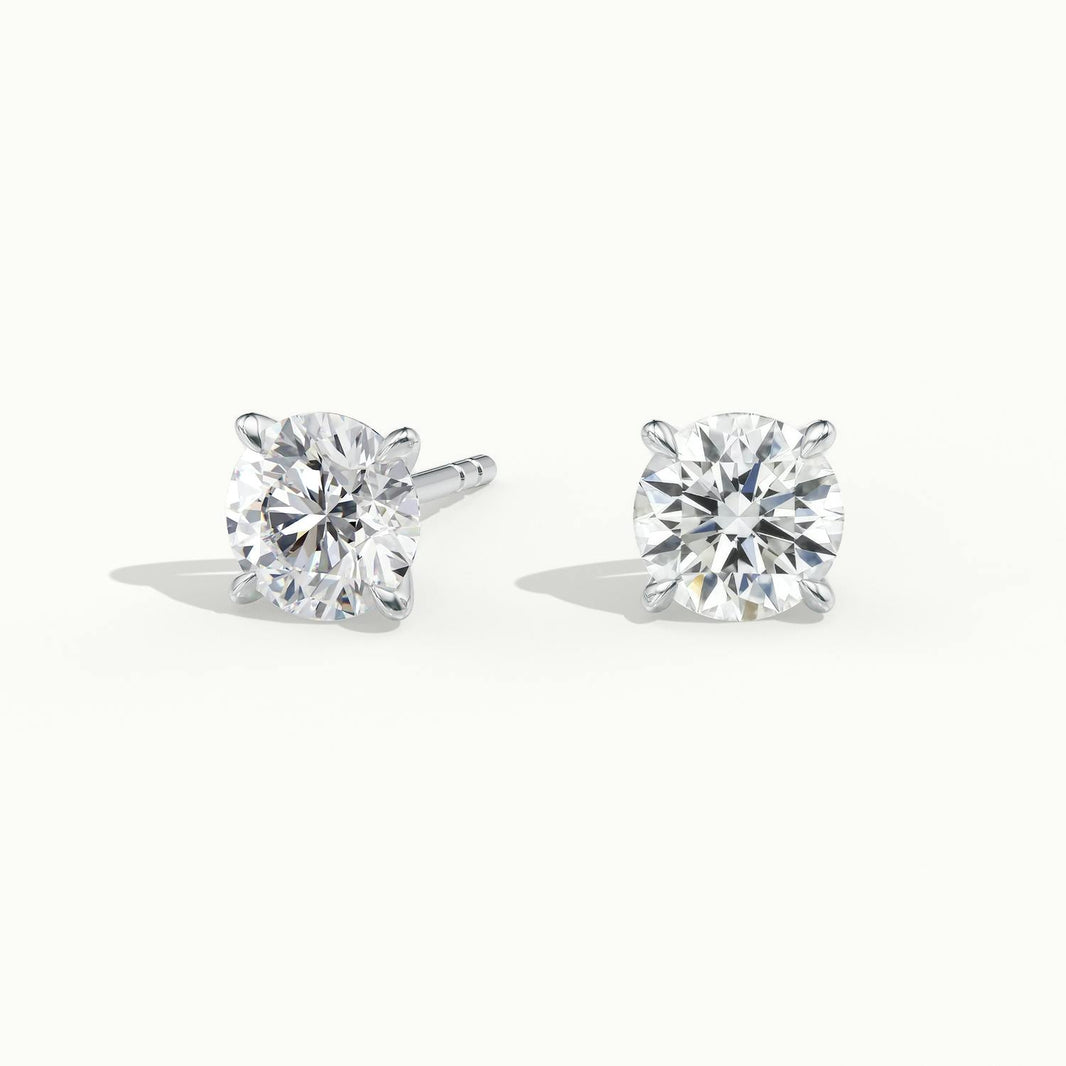 Calyra 4 Claw Round Diamond Stud Earrings