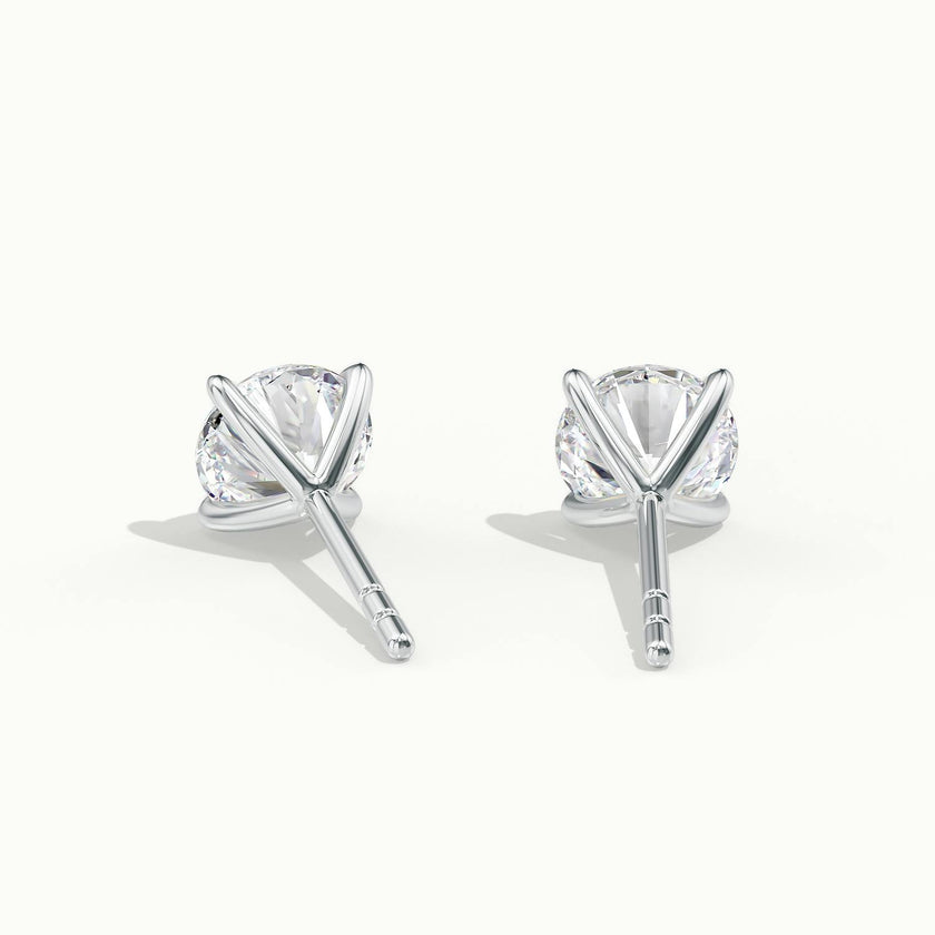 Calyra 4 Claw Round Diamond Stud Earrings