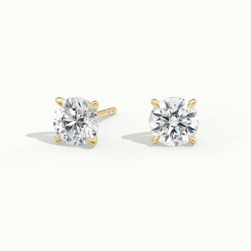 Calyra 4 Claw Round Diamond Stud Earrings