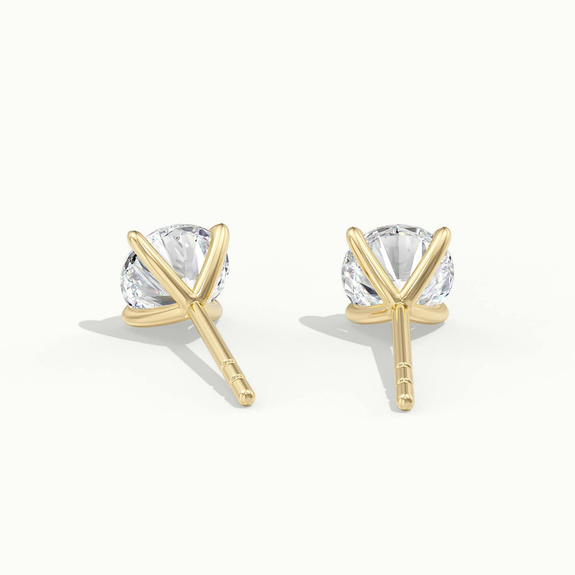 Calyra 4 Claw Round Diamond Stud Earrings