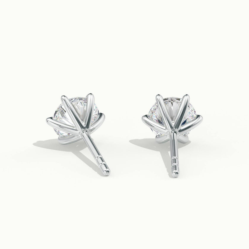 Sylverra 6 Claw Round Diamond Stud Earrings
