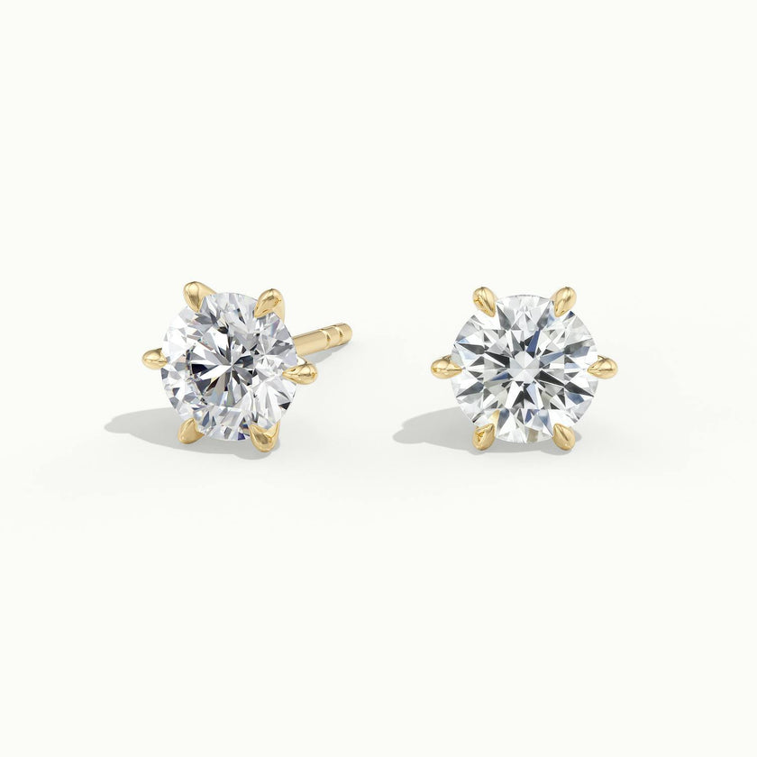 Sylverra 6 Claw Round Diamond Stud Earrings