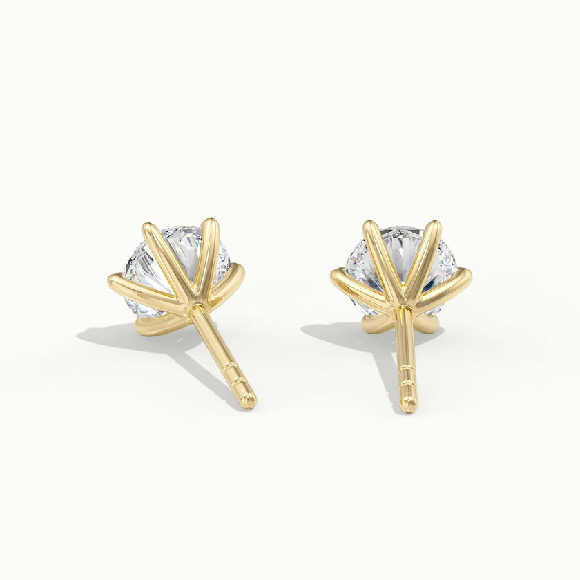 Sylverra 6 Claw Round Diamond Stud Earrings