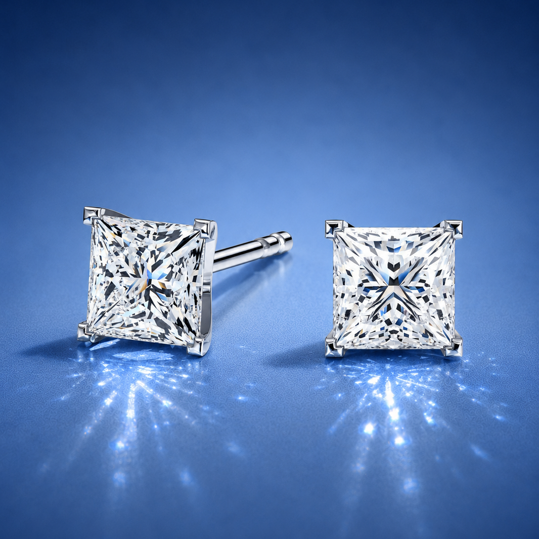 Caeloria Princess Diamond Stud Earrings