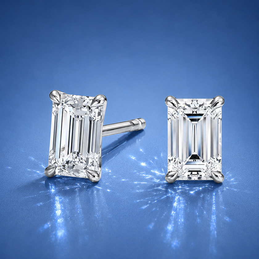 Celenora Emerald Diamond Stud Earrings
