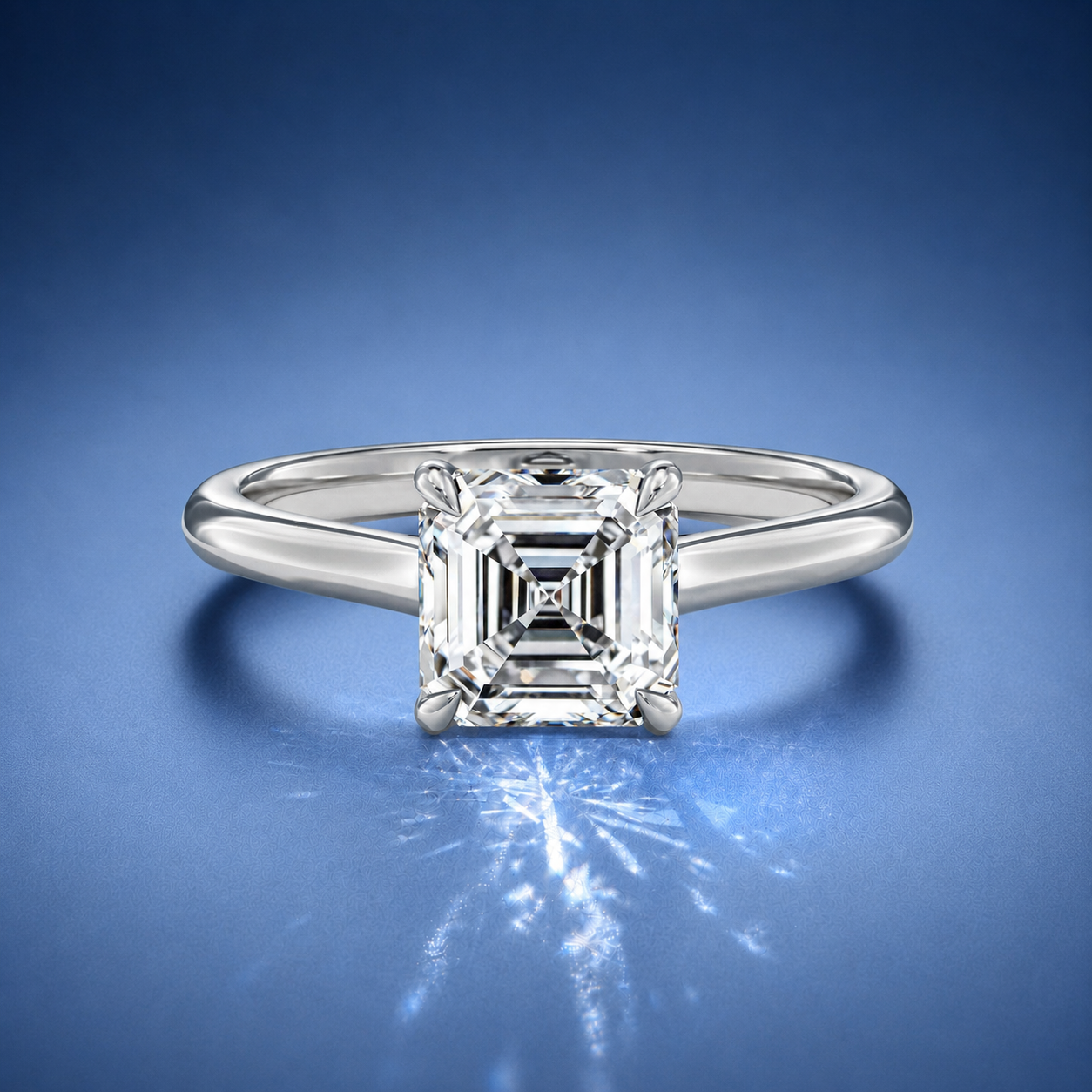 Elara Asscher Solitaire Engagement Ring