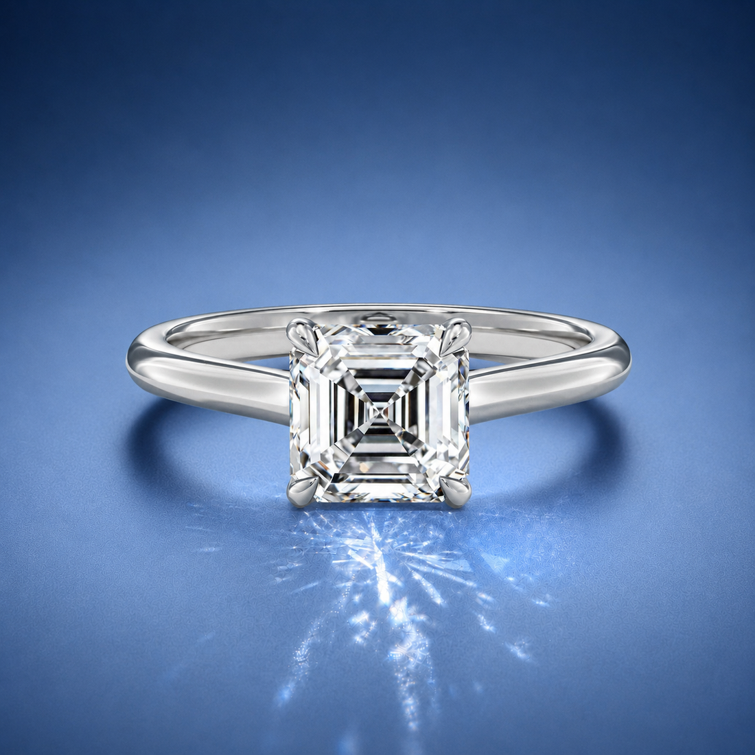 Elara Asscher Solitaire Engagement Ring