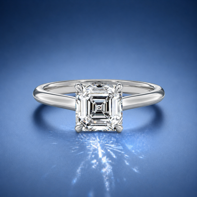 Elara Asscher Solitaire Engagement Ring