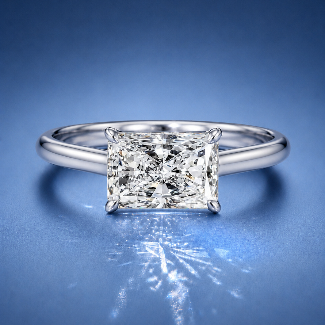 Lucienne East to West Radiant Solitaire Engagement Ring