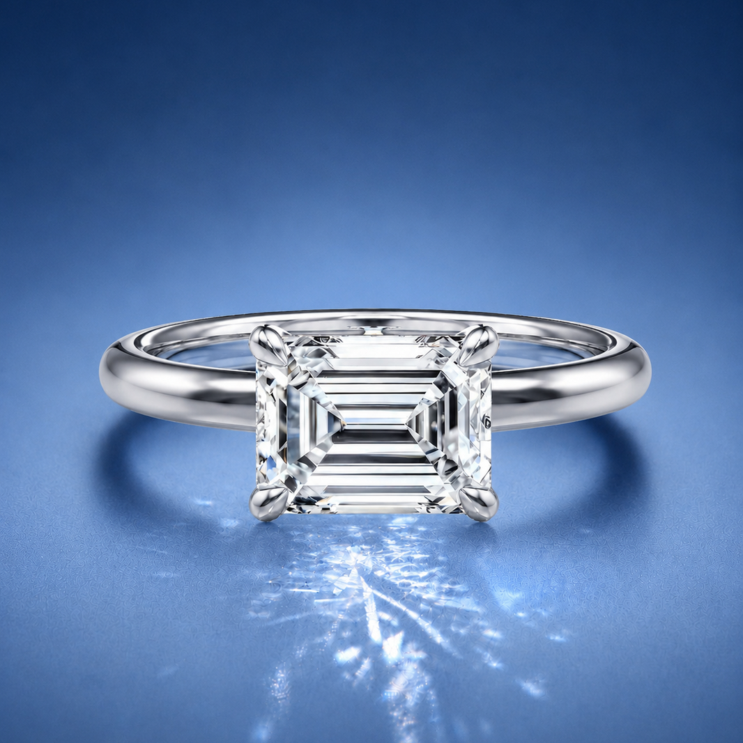 Vivienne Emerald Solitaire Engagement Ring