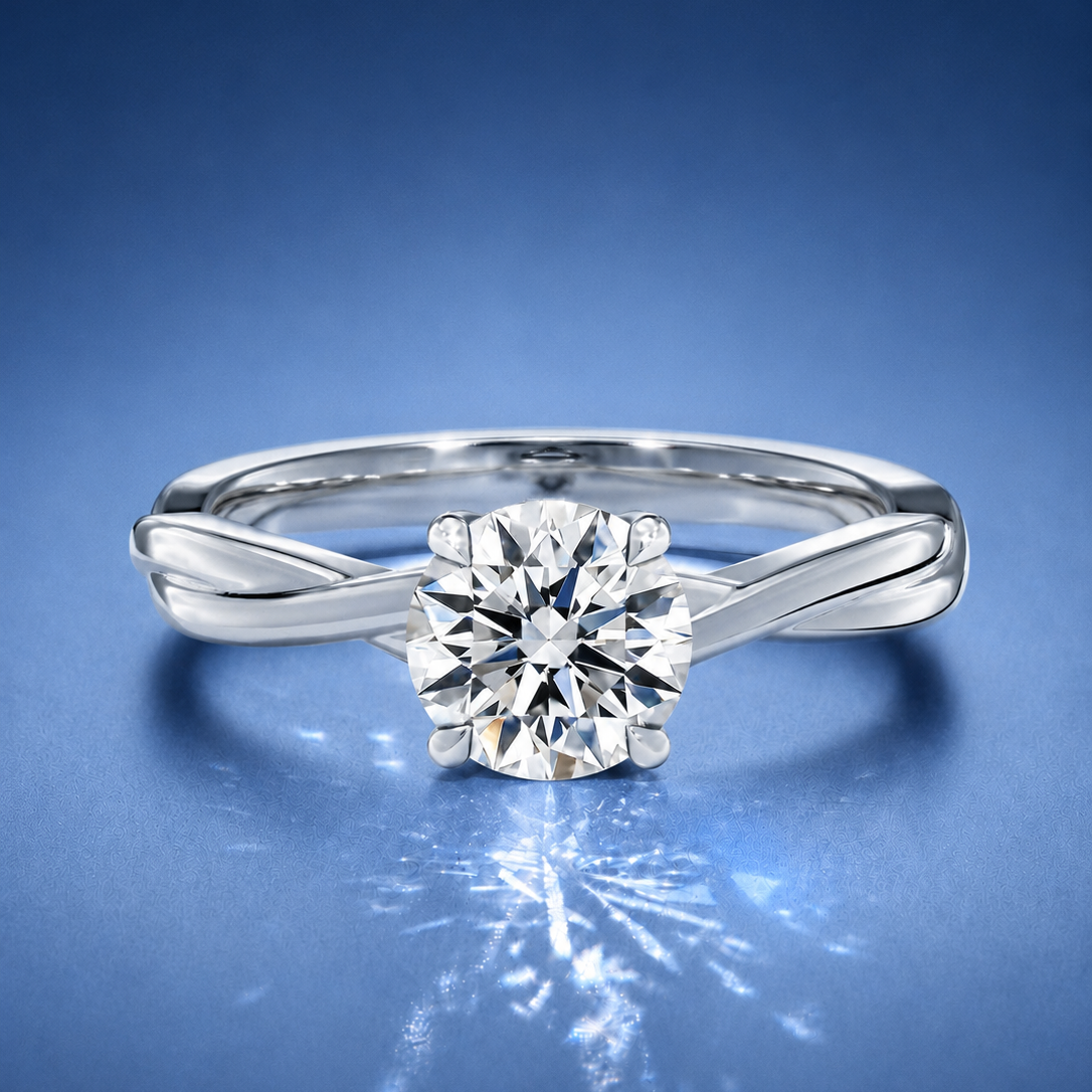 Velora Round Solitaire Twisted Engagement Ring