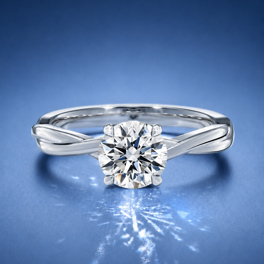 Velora Round Solitaire Twisted Engagement Ring