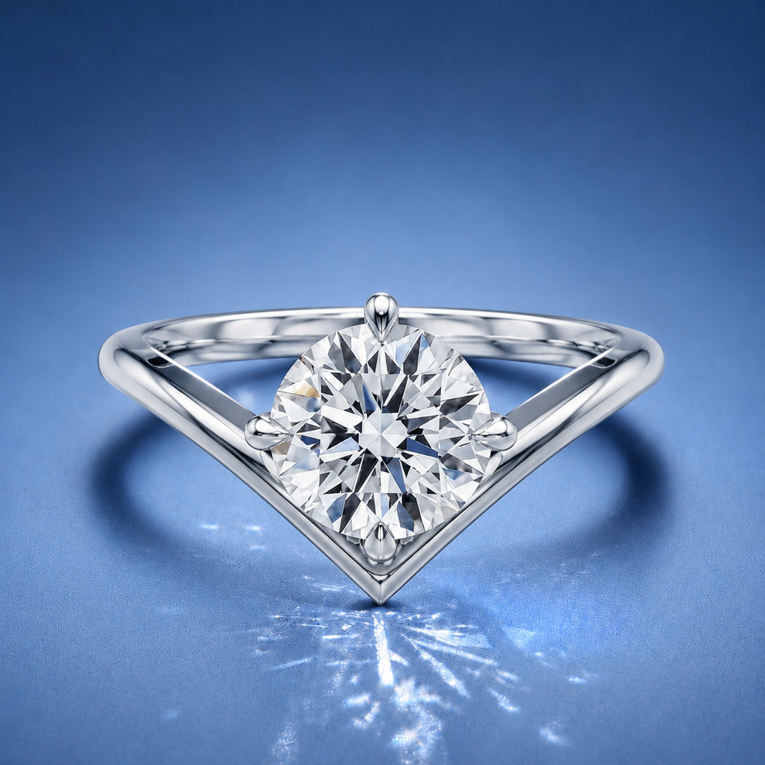 Virelle Round V Solitaire Engagement Ring