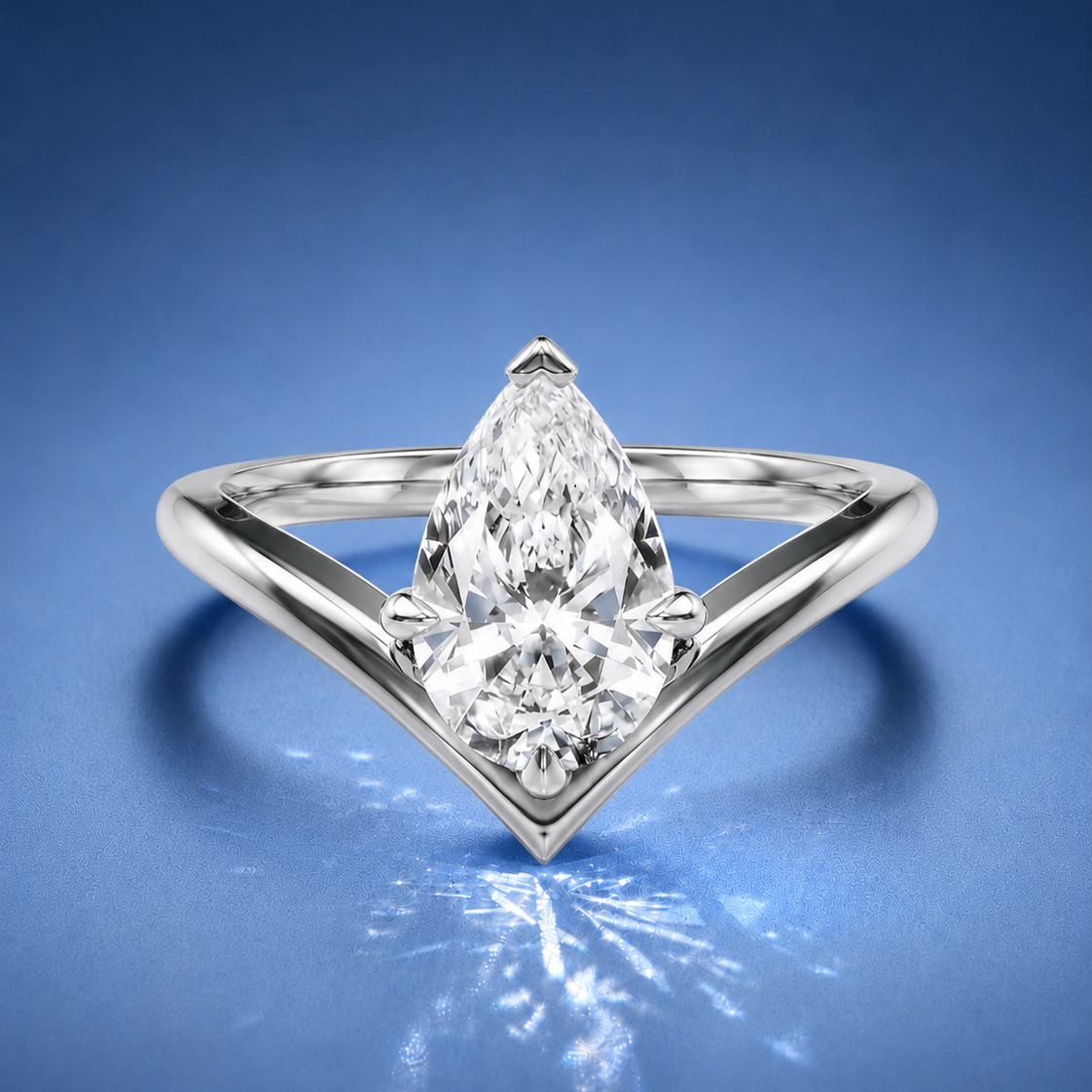 Virelle Pear V Solitaire Engagement Ring