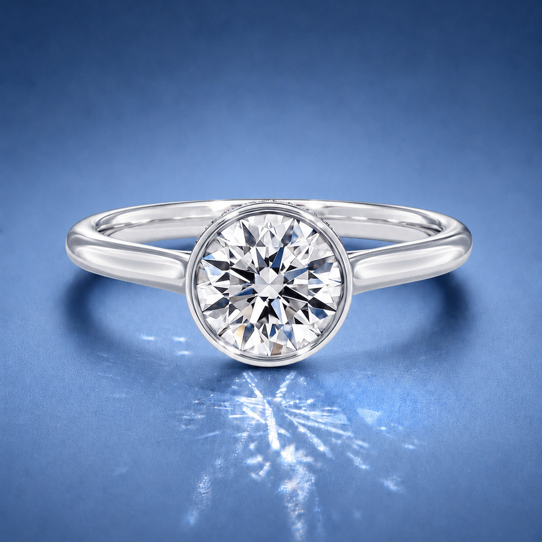 Liora Round Hidden Halo Bezel Solitaire Ring