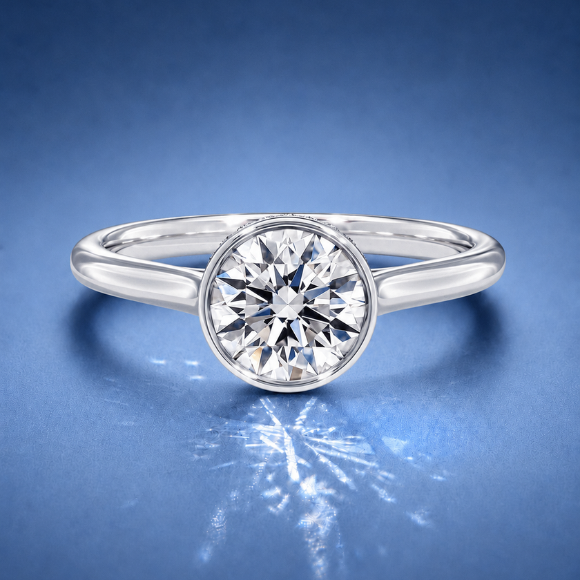 Liora Round Hidden Halo Bezel Solitaire Ring