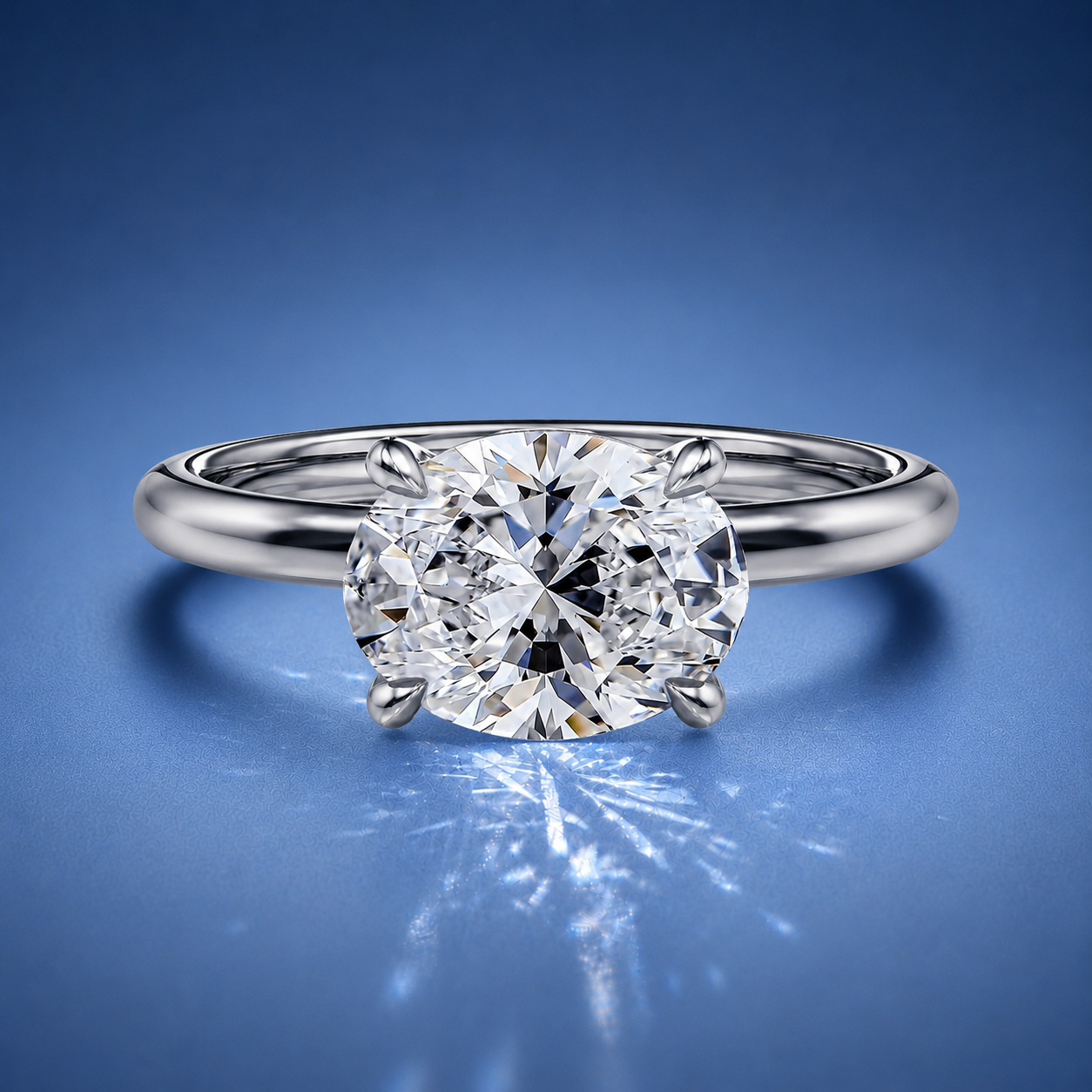 Estelle Oval Hidden Halo Solitair Engagement Ring