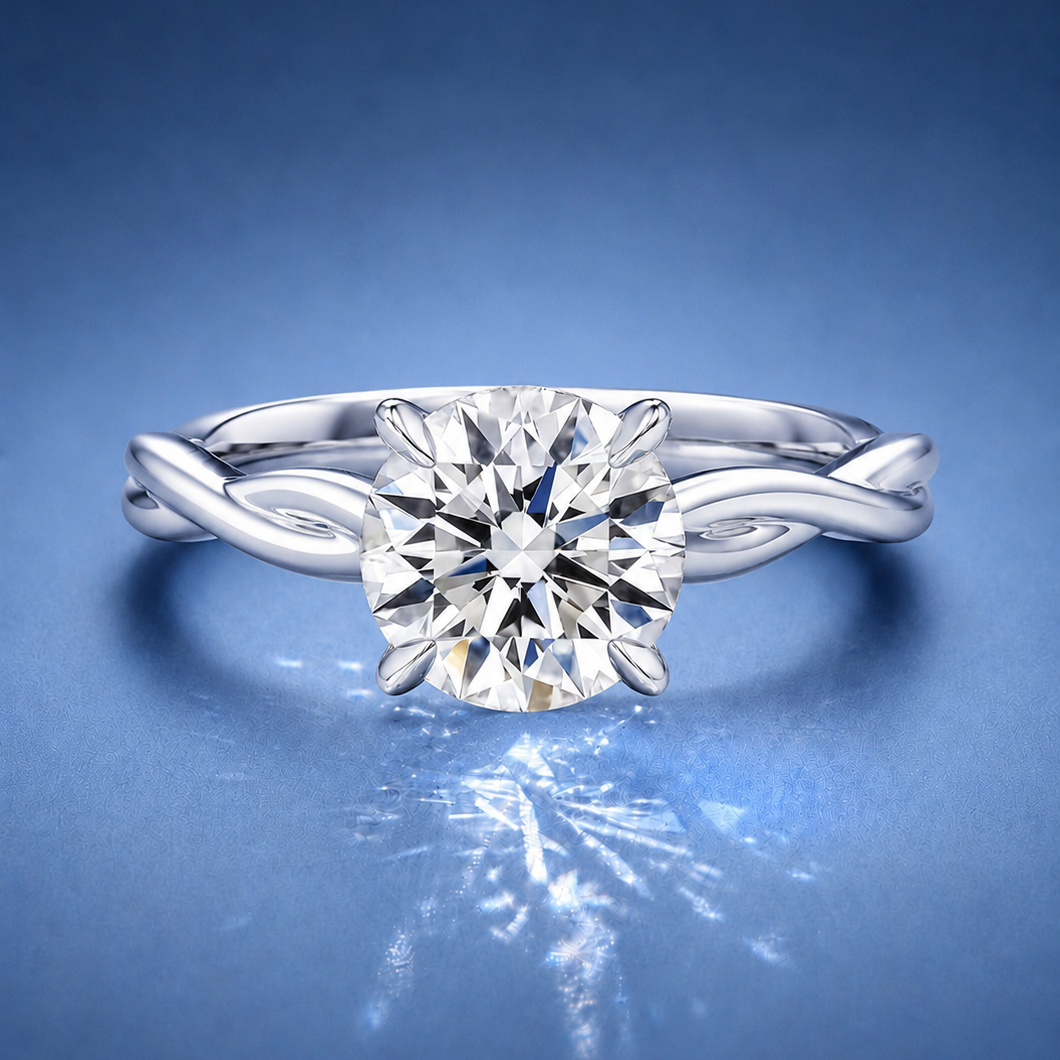 Selene Round Solitaire Twisted Engagement Ring