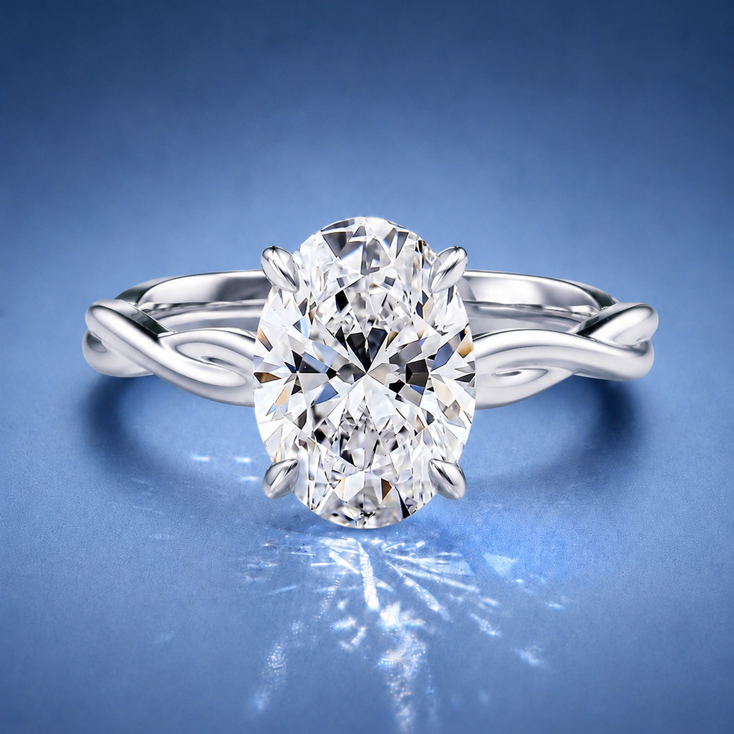 Selene Oval Solitaire Twisted Engagement Ring