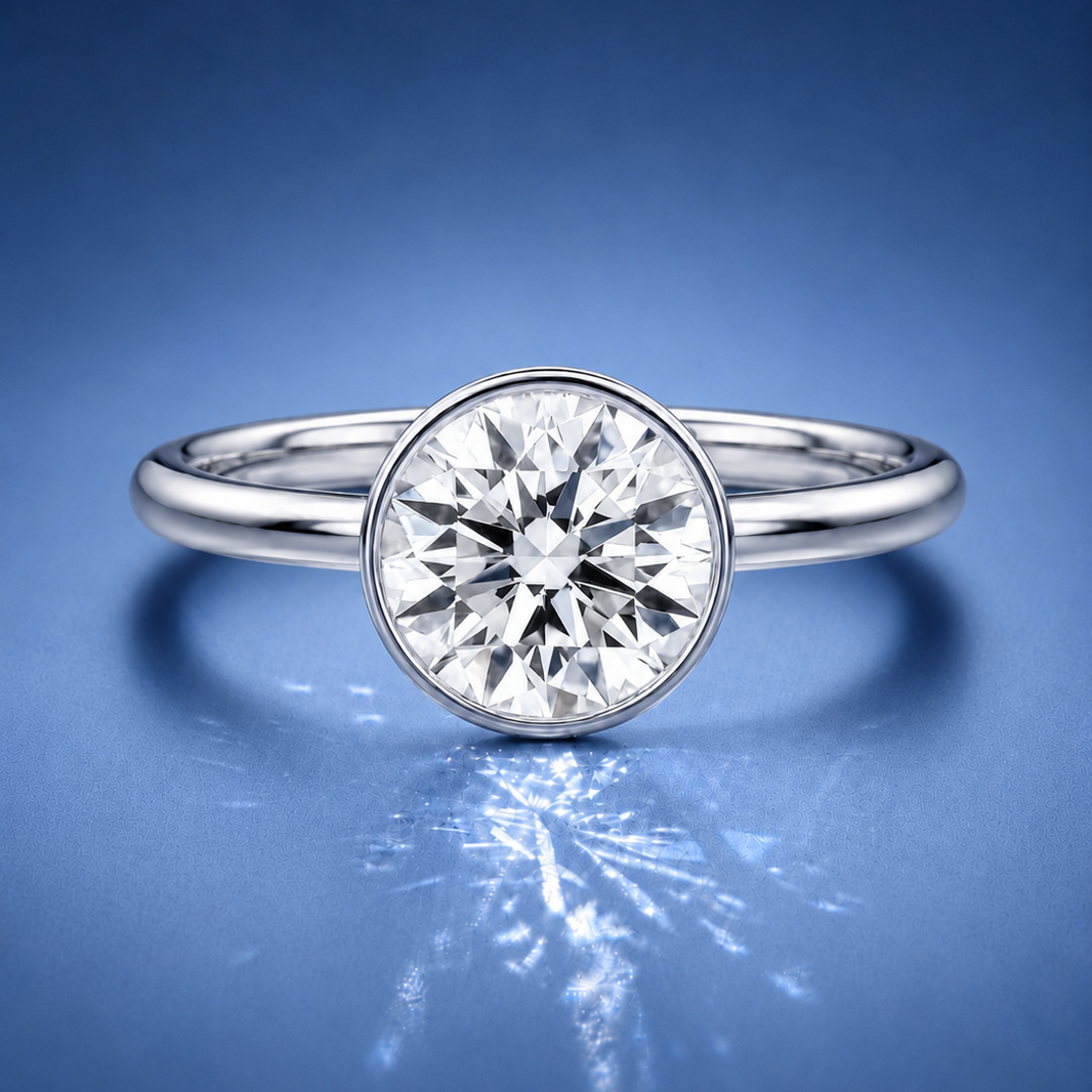 Lunaria Round Bezel Engagement Ring
