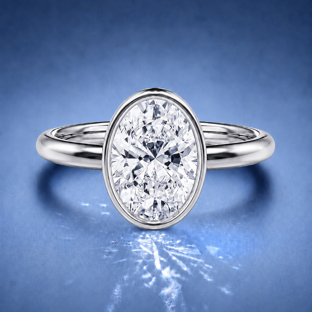 Lunaria Oval Bezel Engagement Ring