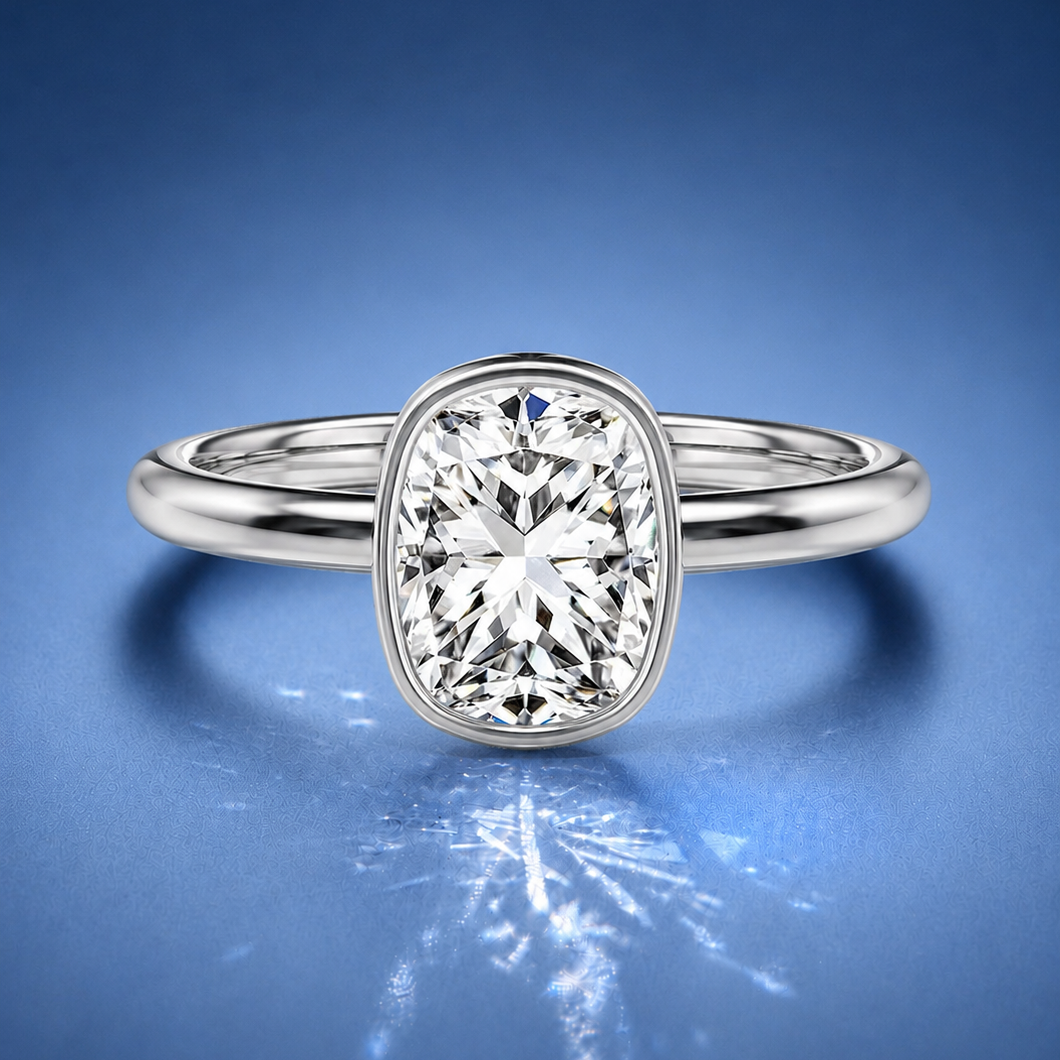 Lunaria Cushion Bezel Engagement Ring