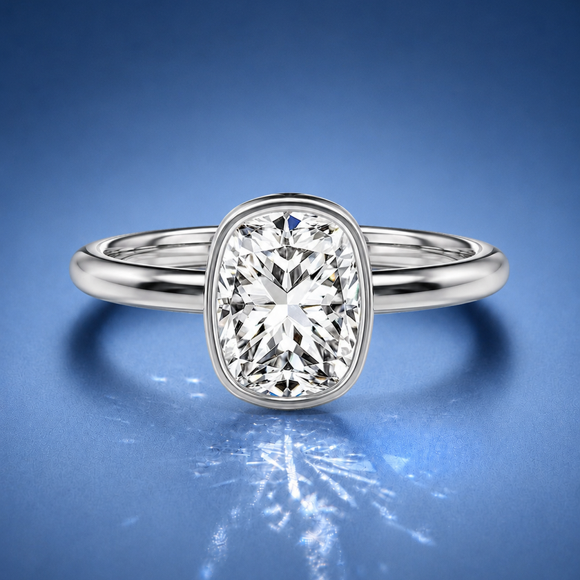 Lunaria Cushion Bezel Engagement Ring