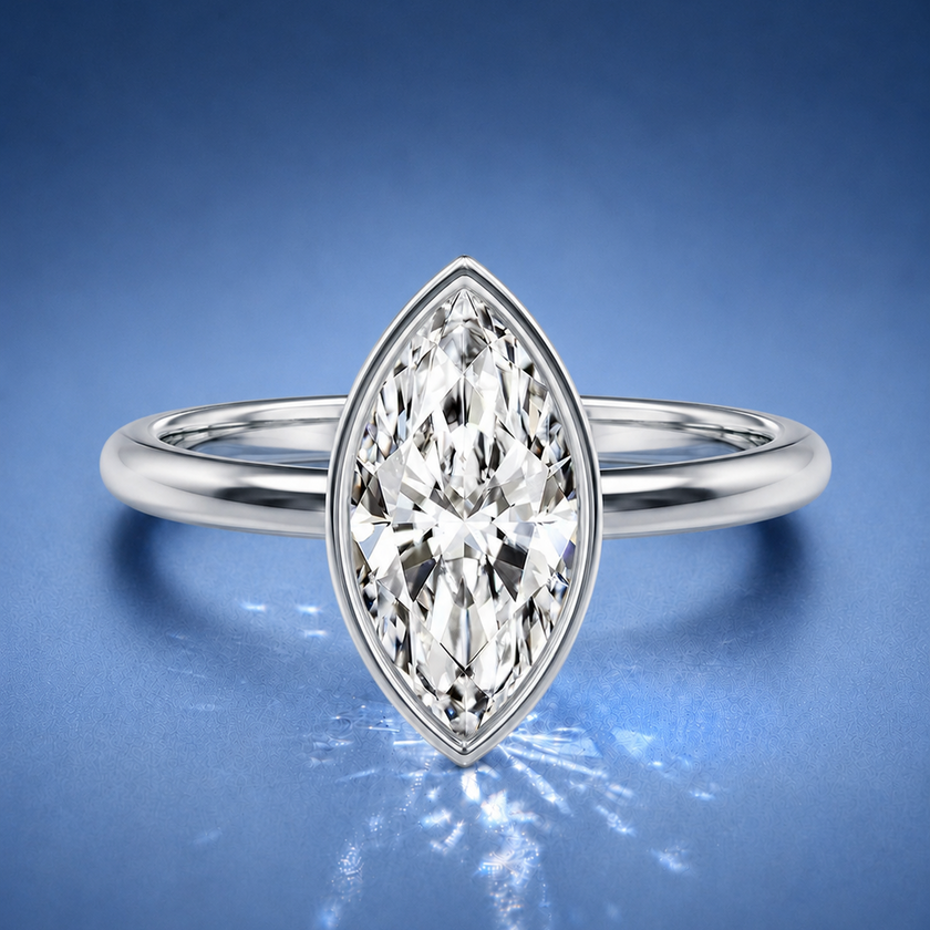 Lunaria Marquise Bezel Engagement Ring