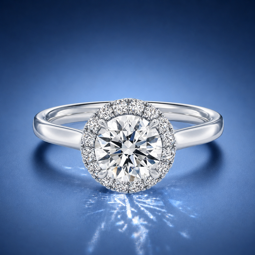 Calista Round Halo Engagement Ring