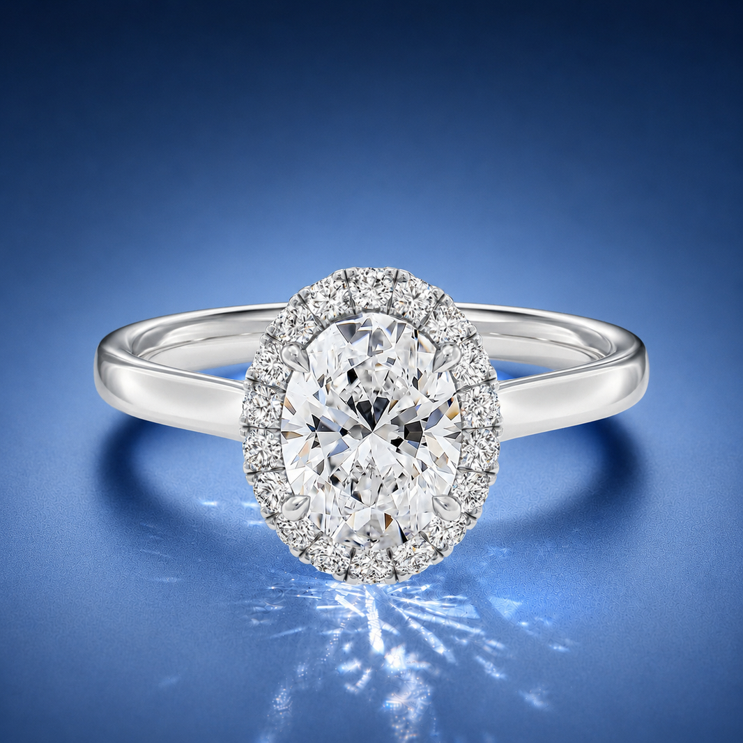 Calista Oval Halo Engagement Ring