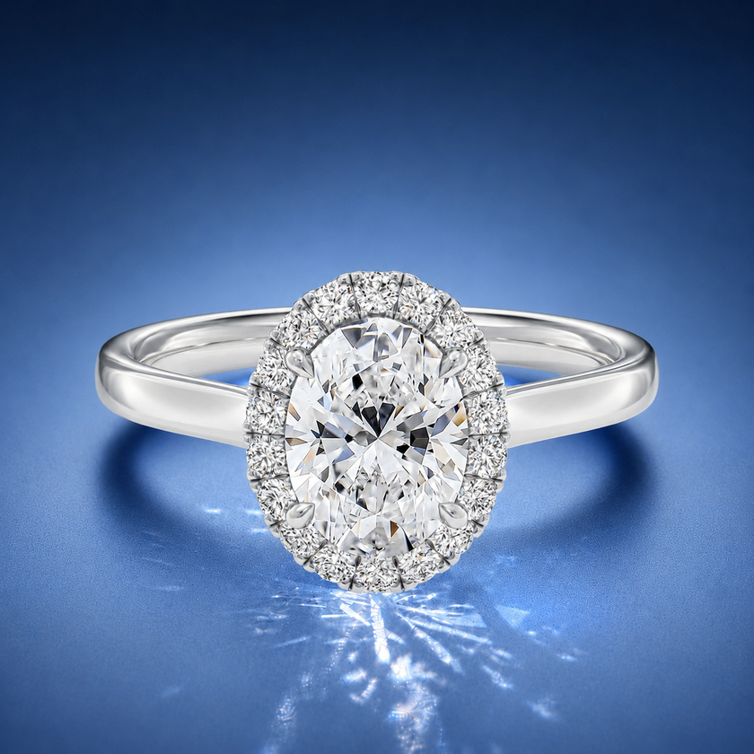 Calista Oval Halo Engagement Ring