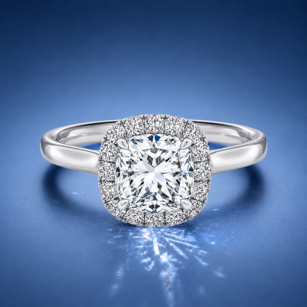 Calista Cushion Halo Engagement Ring