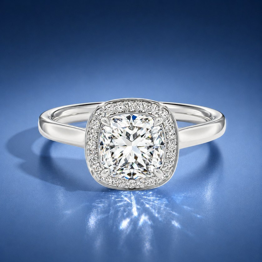 Elarisse Cushion Halo Engagement Ring