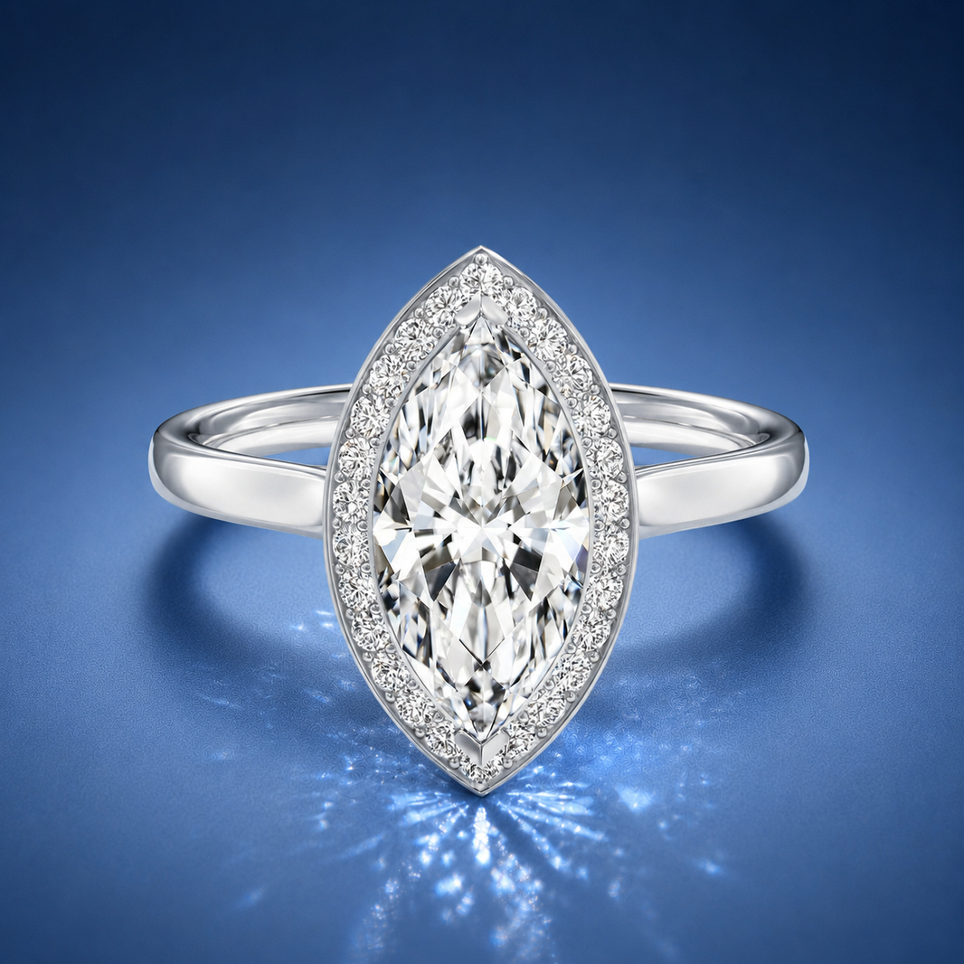 Elarisse Marquise Halo Engagement Ring