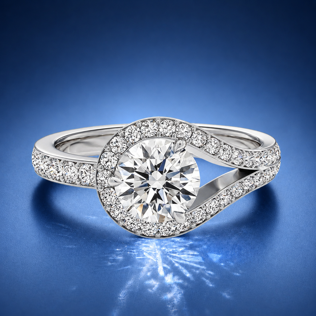 Auristelle Split Shank Halo Engagement Ring