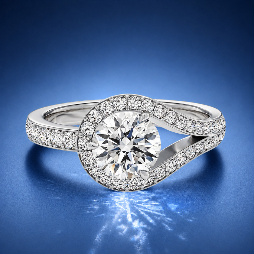 Auristelle Split Shank Halo Engagement Ring