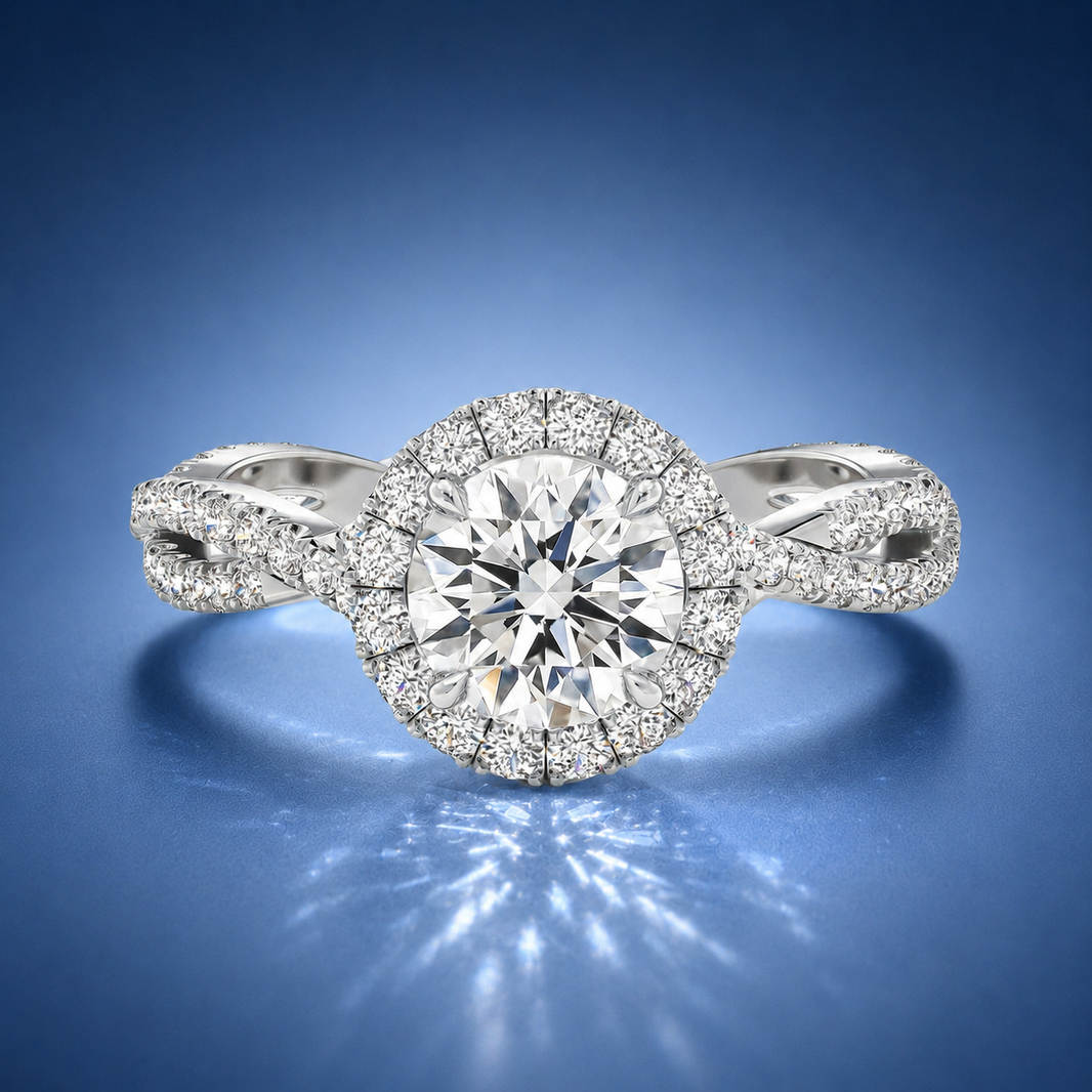 Elarina Infinity Halo Diamond Engagement  Ring