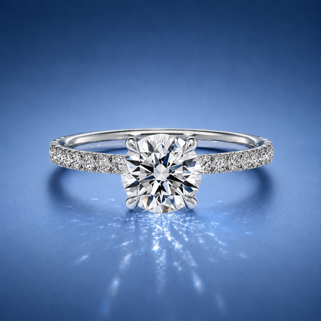 Olivetta Round Hidden Halo Pavé Engagement Ring