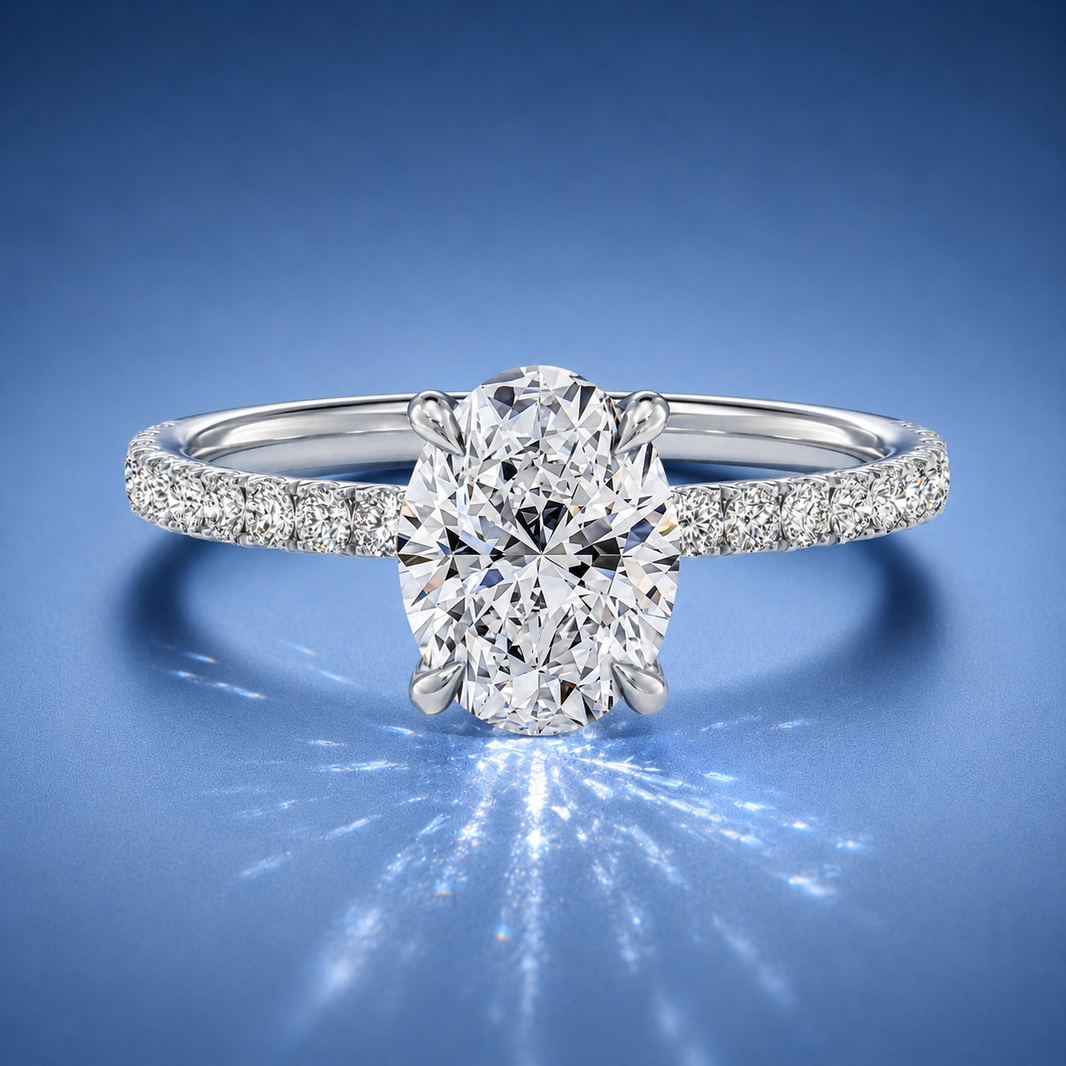 Olivetta Oval Hidden Halo Pavé Engagement Ring