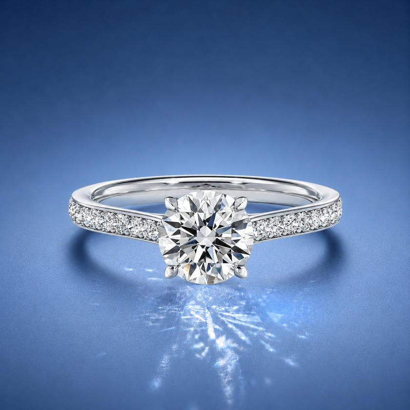 Aimee Round Solitaire Pavé Engagement Ring