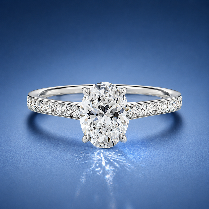 Aimee Oval Solitaire Pavé Engagement Ring