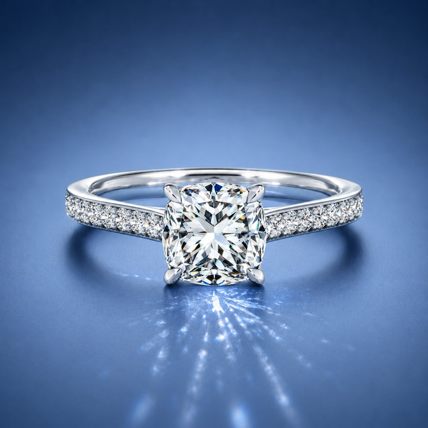 Aimee Cushion Solitaire Pavé Engagement Ring