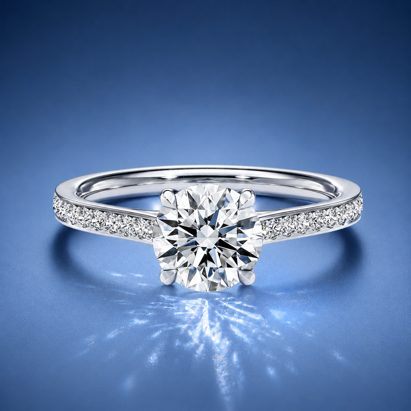 Versailles Round Solitaire Pavé Engagement Ring