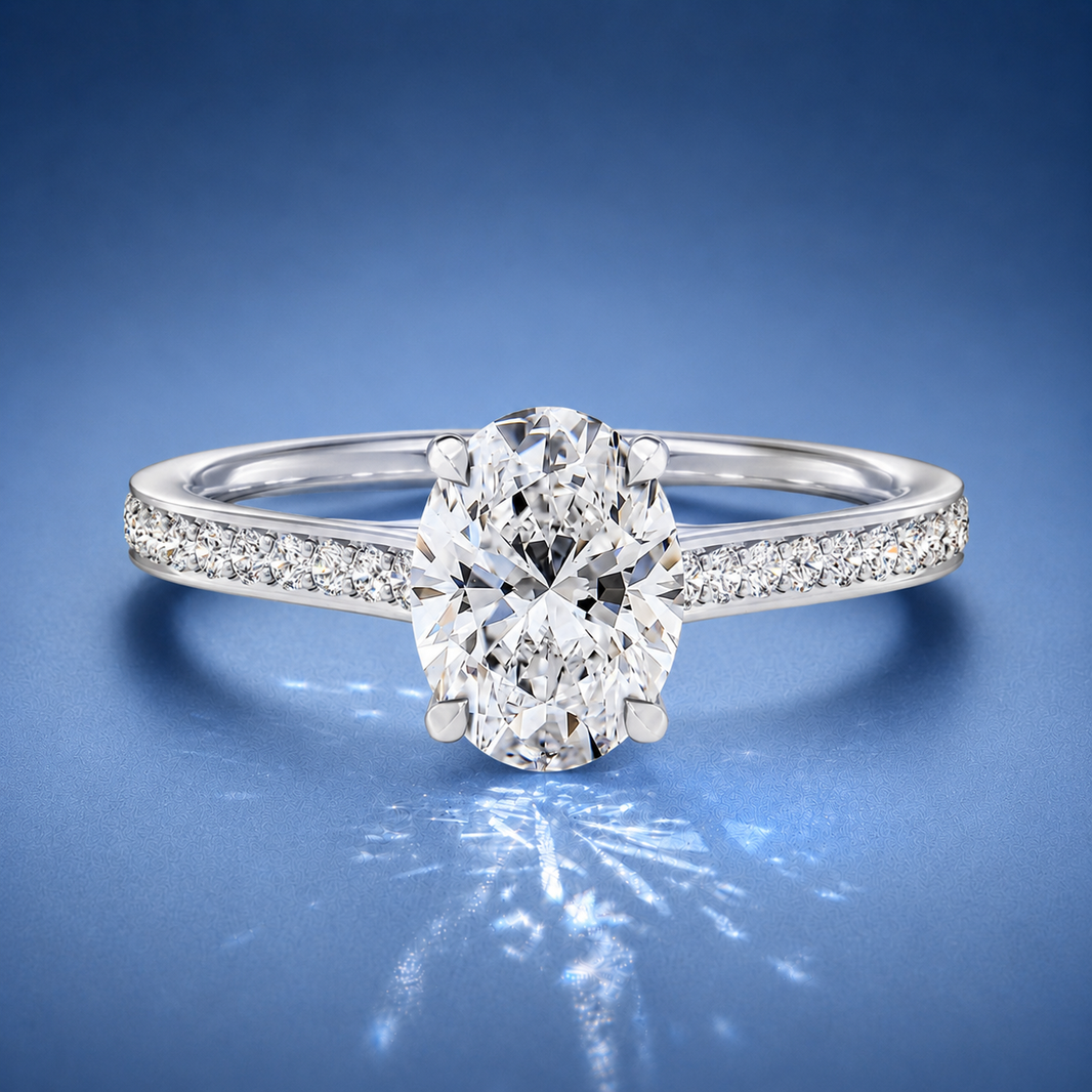 Versailles Oval Solitaire Pavé Engagement Ring