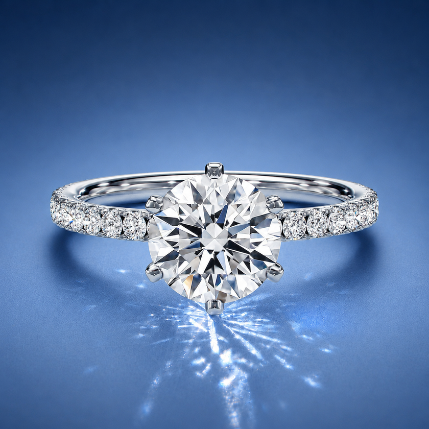 Demi Round Solitaire Pavé Engagement Ring