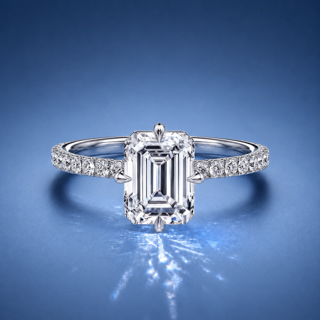Secret Emerald Solitaire Pavé Engagement Ring