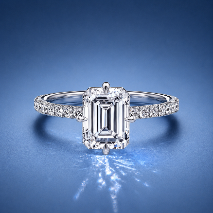 Secret Emerald Solitaire Pavé Engagement Ring